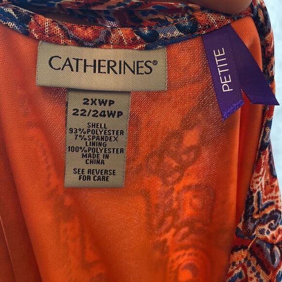 Catherines Women’s Plus Top Multi Color Mosaic Print Stretchy Cutout Tunic Top - Picture 6 of 9